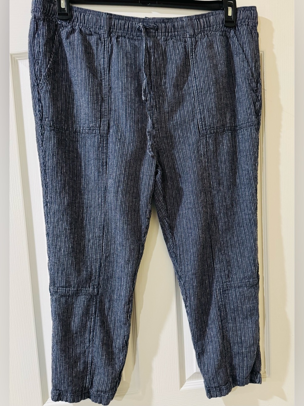 Time and Tru Navy Pinstripe Linen Blend Drawstring Pants XXL